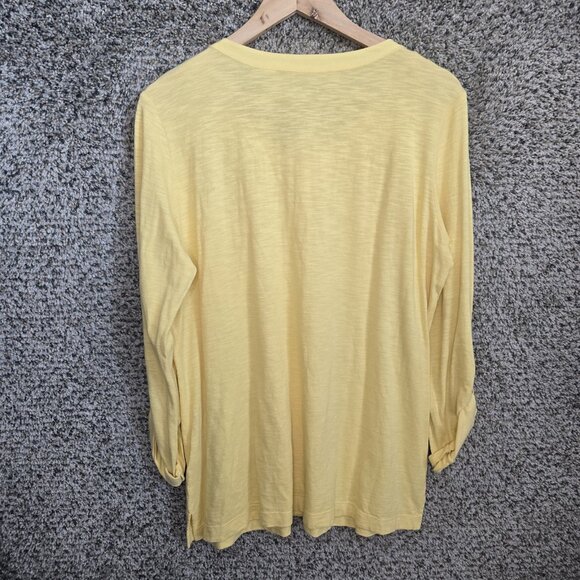 Chicos Zenergy Top Womens 2 US Large Yellow Popover Roll Tab Sleeve Cotton Modal - Picture 7 of 7